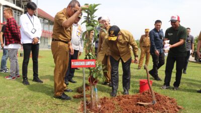 Jaga Keseimbangan Lingkungan, Pj. Gubernur Lampung Tanam Pohon di Ruas Tol Bakauheni-Terbanggi Besar